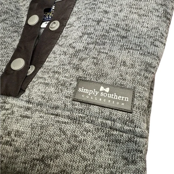 Simply Southern Womens Gray Pullover Fleece Sweatshirt Size Medium 1/4 Snap - Picture 11 of 11